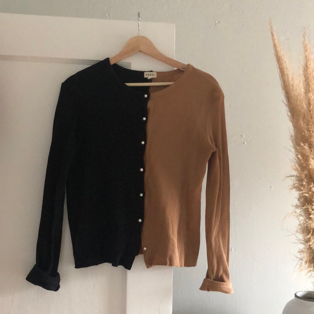 Donni Two-Toned Thermal Cardigan
